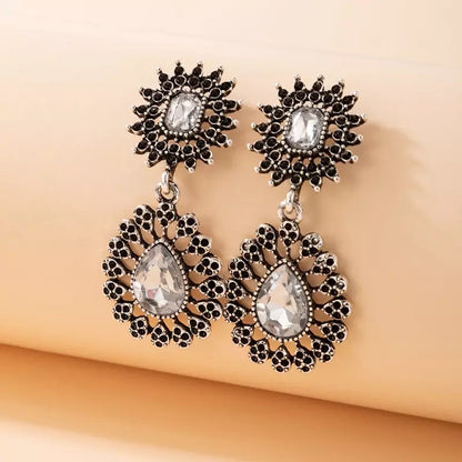 Elegant Classic Style Diamante Rhinestone Teardrop Dangle Stud Earrings