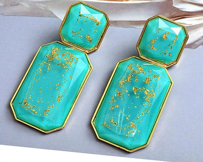 Bohemia Large Double Resin Statement Dangle Stud Earrings