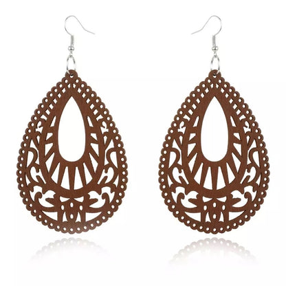 Heritage Ethnic Wooden Dangle Earrings
