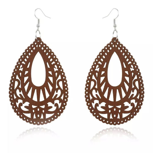 Heritage Ethnic Wooden Dangle Earrings