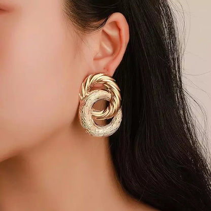 Large Elegant Knot Statement Stud Earrings