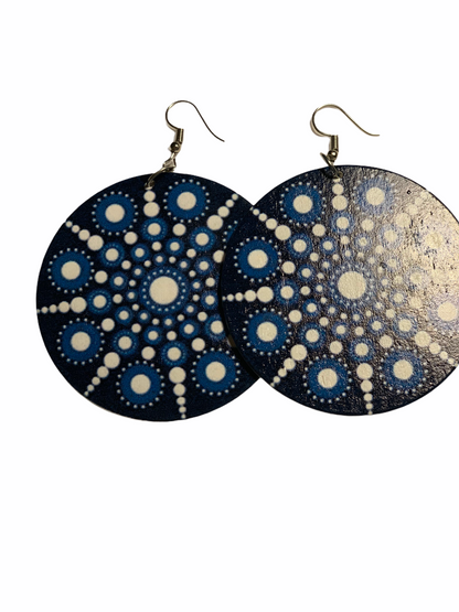 Hand Painted Heritage Tribal Wooden Dangle Earrings