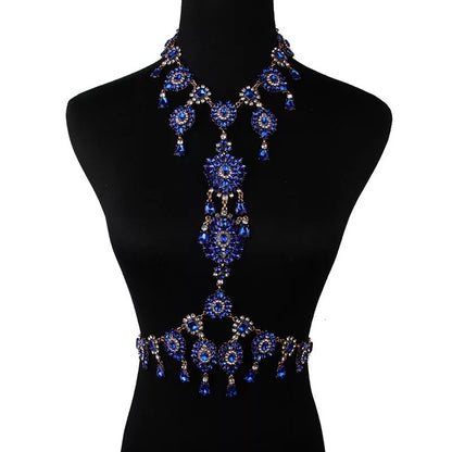 Rhinestone Sparkling Crystal Bling Body Harness Statement Chain Jeweller