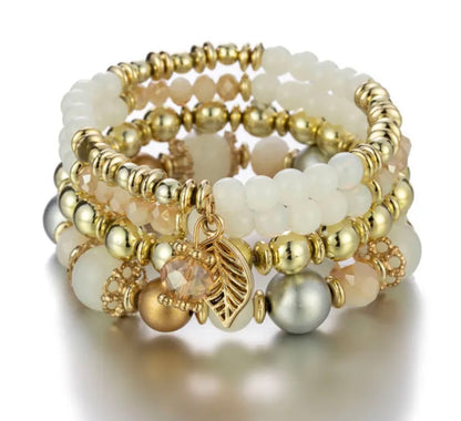 Bohemia 4 Pieces Beaded Charm Bracelets Sets