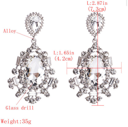 Crystal Diamante Rhinestone Sparkle Teardrop Elegant Statement Earrings