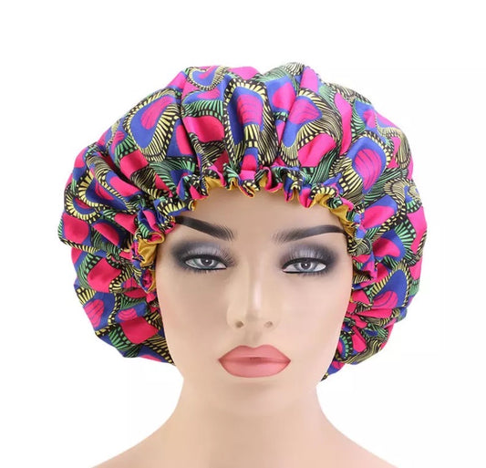 Adjustable Double Layered Revisable Satin Silk Bonnet Caps