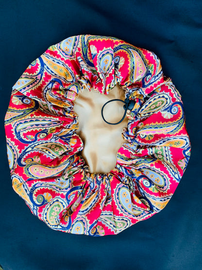 Adjustable Double Layered Revisable Satin Silk Bonnet Caps