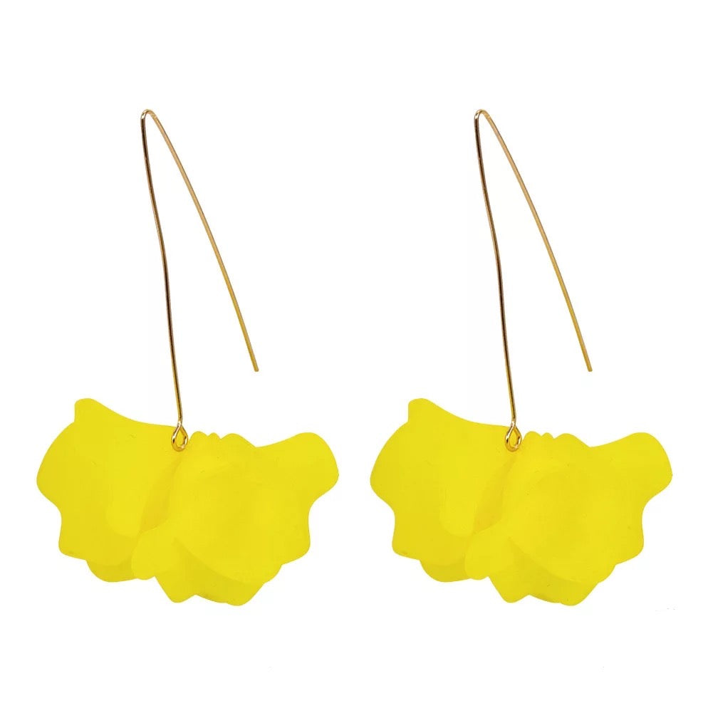 Lightweight Acrylic Flower Petals Wire Dangle Drop Earrings