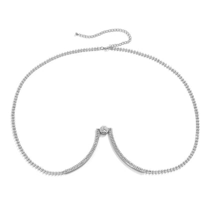 Crystal Rhinestone Bra Bracket Underwear Statement Body Chain Jewellery