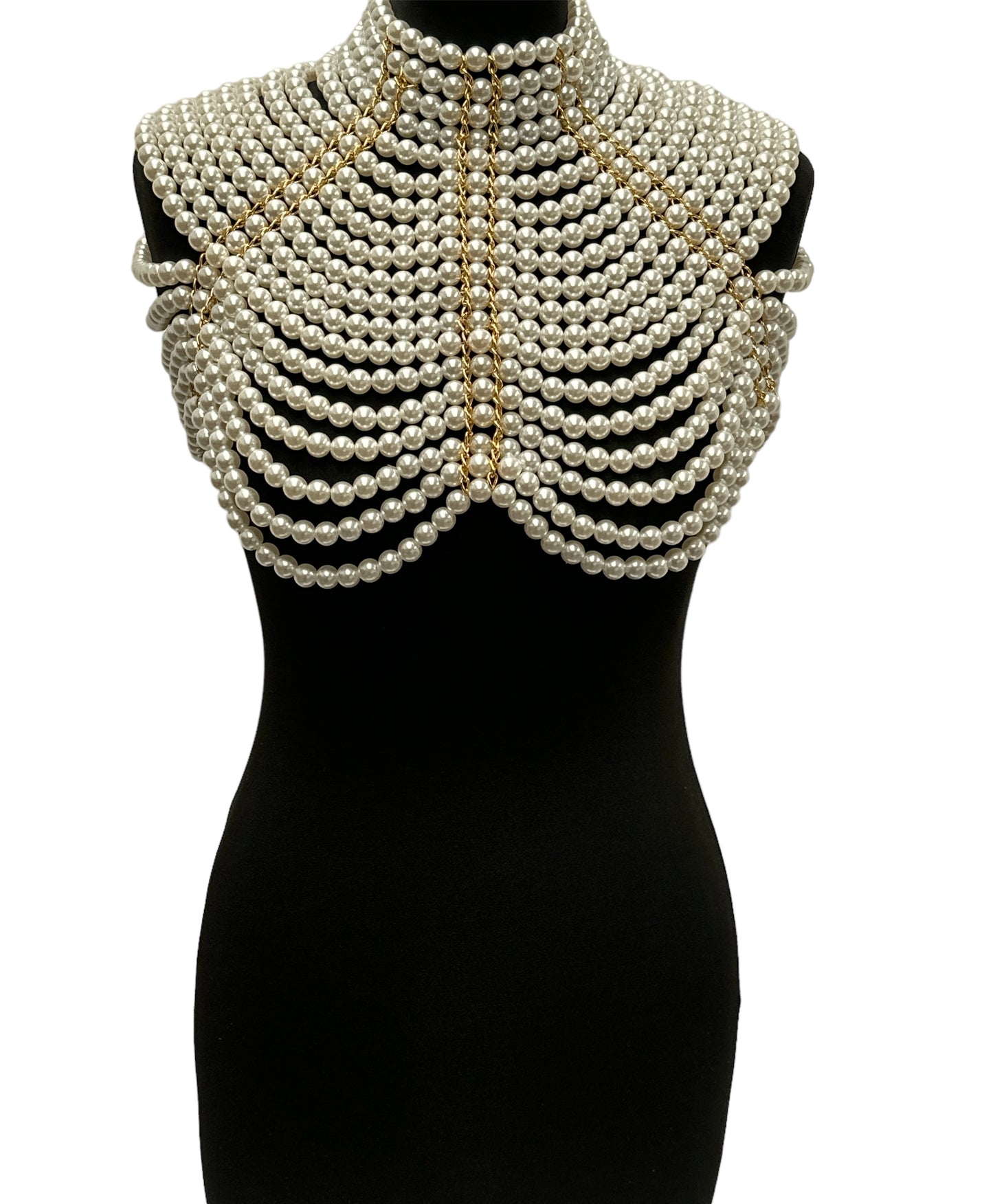 Boho Faux Pearls Collar Statement Chain Body Jewellery