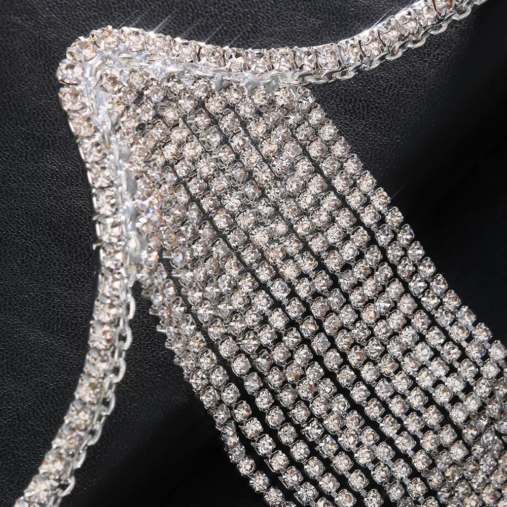 Crystal Rhinestone Bra Bracket Underwear Statement Body Chain Jewellery