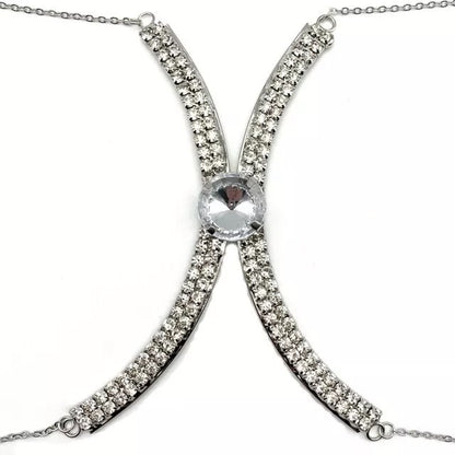 Round Crystal Rhinestone Centred Bra Bracket Underwear Body Jewellery