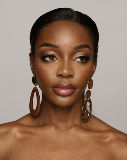 Long Wooden Asymmetric Designed Ethnic Dangle Stud Earrings