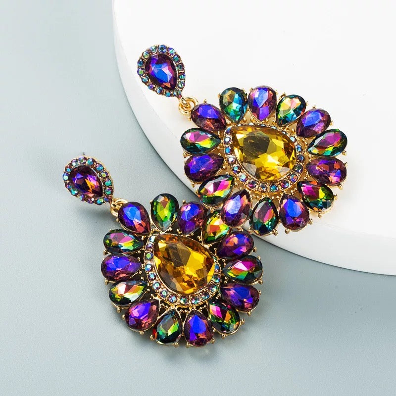 Luxury Classic Style Rhinestones Crystal Teardrop Stud Dangle Earrings