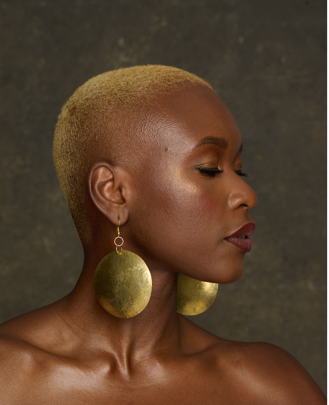 Authentic African Ethnic Tribal Hammered Brass Dangle Earrings