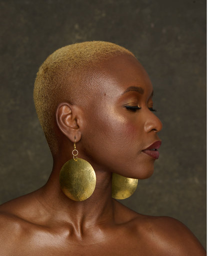 Authentic African Ethnic Tribal Hammered Brass Dangle Earrings