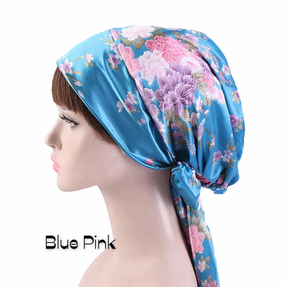 Luxury Satin Silk Head Scarf Bonnet Wrap Bow Ties