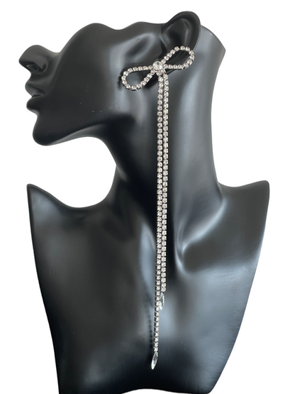 Glamorous Extra Long Statement Crystal Diamante Rhinestone Tassel Earrings