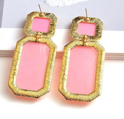 Bohemia Large Double Resin Statement Dangle Stud Earrings