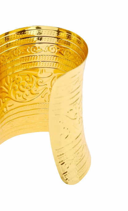Egyptian Inspired Statement Polished Wrist Band Bangle Cuff Bracelets