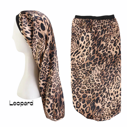 Printed Satin Silk Single Layered Long Bonnet Caps For Braids And Long Hair