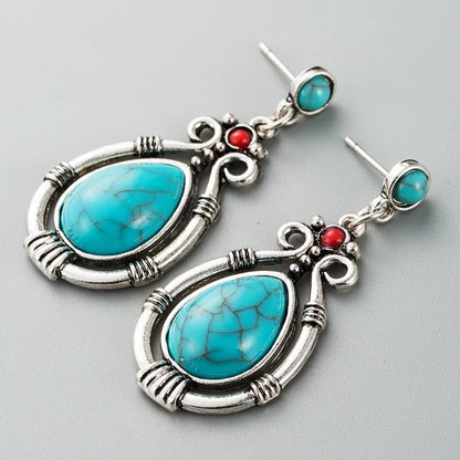 Bohemian Vintage Style Resin Teardrop Retro Dangle Earrings