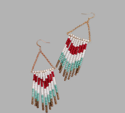 Bohemian Beaded Dangle Tassels Earrings