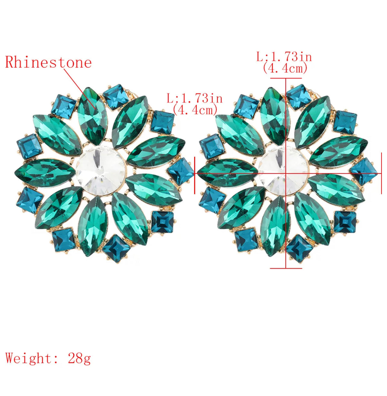 Luxury Crystal Rhinestones Flower Designed Statement Stud Earrings