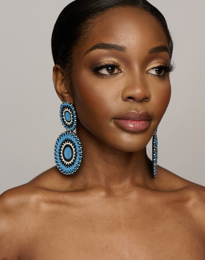 Long Beaded Dangle Statement Earrings