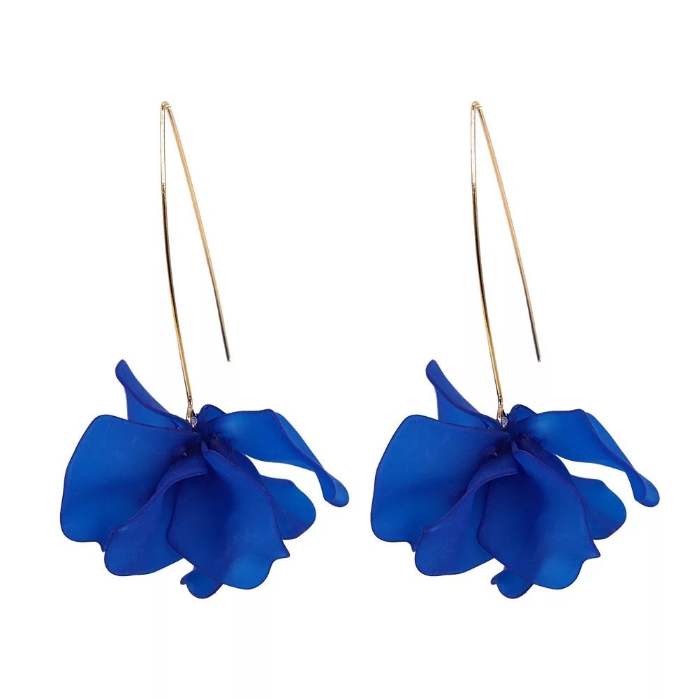 Lightweight Acrylic Flower Petals Wire Dangle Drop Earrings
