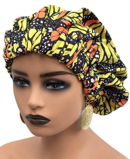 Satin Silk Double Layered Revisable Ankara Bonnet Caps