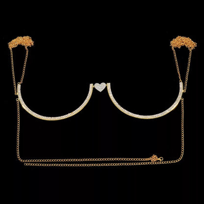 Crystal Rhinestone Bra Bracket Underwear Statement Body Chain Jewellery