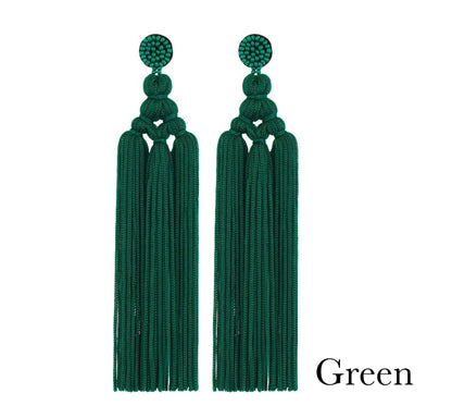 Bohemian Long Fringed Tassel And Beads Earrings