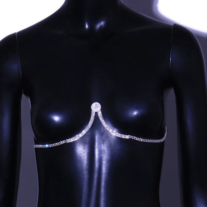 Crystal Rhinestone Bra Bracket Underwear Statement Body Chain Jewellery