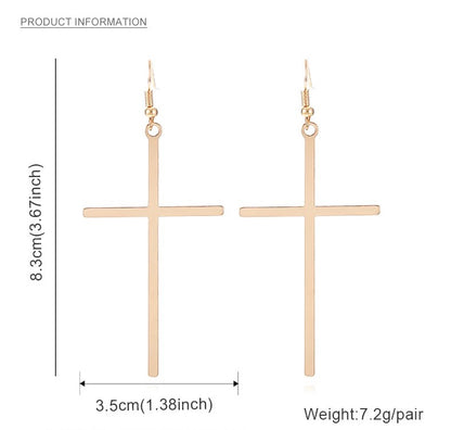 Lightweight Cross Pendant Dangle Earrings