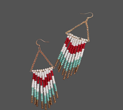 Bohemian Beaded Dangle Tassels Earrings
