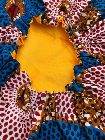 African Ankara Cotton Print Fabric With Satin Silk Lining Revisable Bonnet Caps