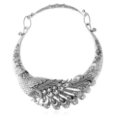 Boho Peacock Statement Collar Choker Necklace