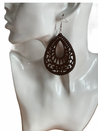 Heritage Ethnic Wooden Dangle Earrings