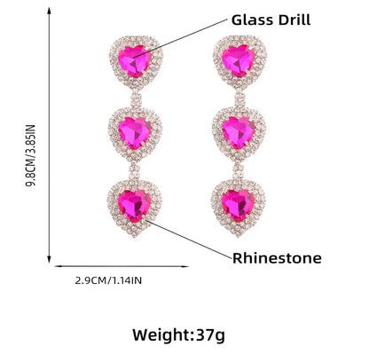 Long Glamorous Elegant Diamante Rhinestone Dangle Earrings
