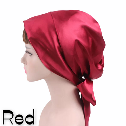 Luxury Satin Silk Head Scarf Bonnet Wrap Bow Ties