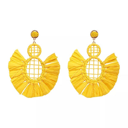 Beautiful Raffia Statement Earrings