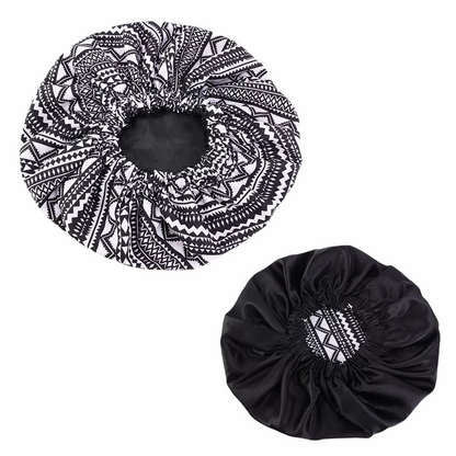 Satin Silk Double Layered Revisable Ankara Bonnet Caps