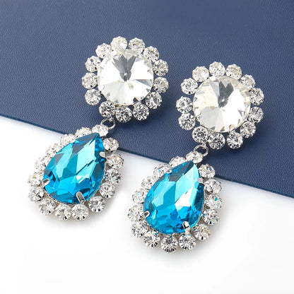 Large Elegant Crystal Diamante Rhinestone Sparkle Teardrop Statement Earrings