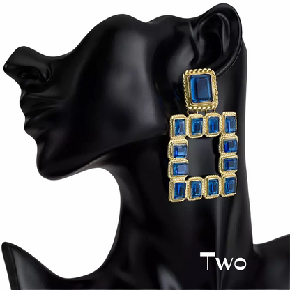 Elegant Sparkling Rhinestone Square Statement Dangle Stud Earrings
