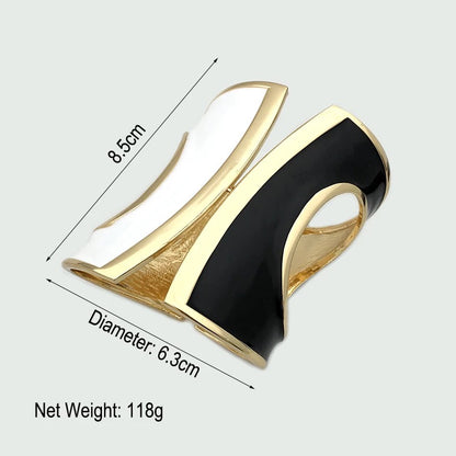 Charming Classic Monochrome Chunky Statement Bangle Bracelet Cuff
