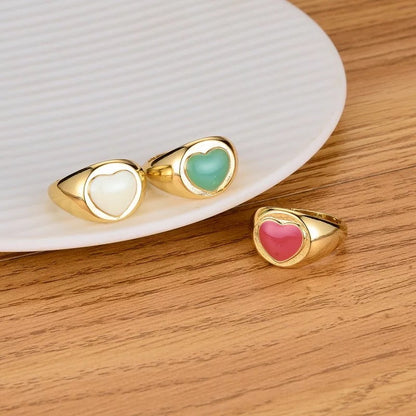 Large Heart Shaped Gold Plated Pastel Statement Rings