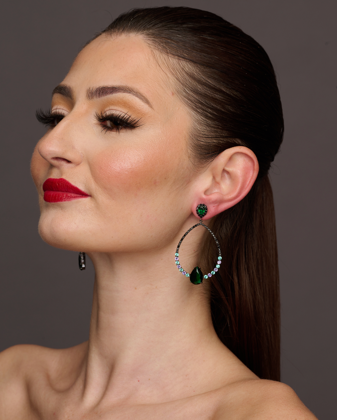 Elegant Vintage Style Rhinestone Teardrop Dangle Statement Earrings