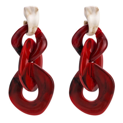 Long Bohemia Acrylic Chain Statement Dangle Stud Earrings