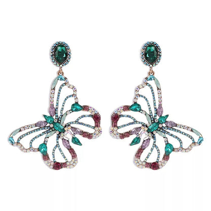 Gorgeous Luxury Multicolour Rhinestones Crystal Butterfly Statement Earrings